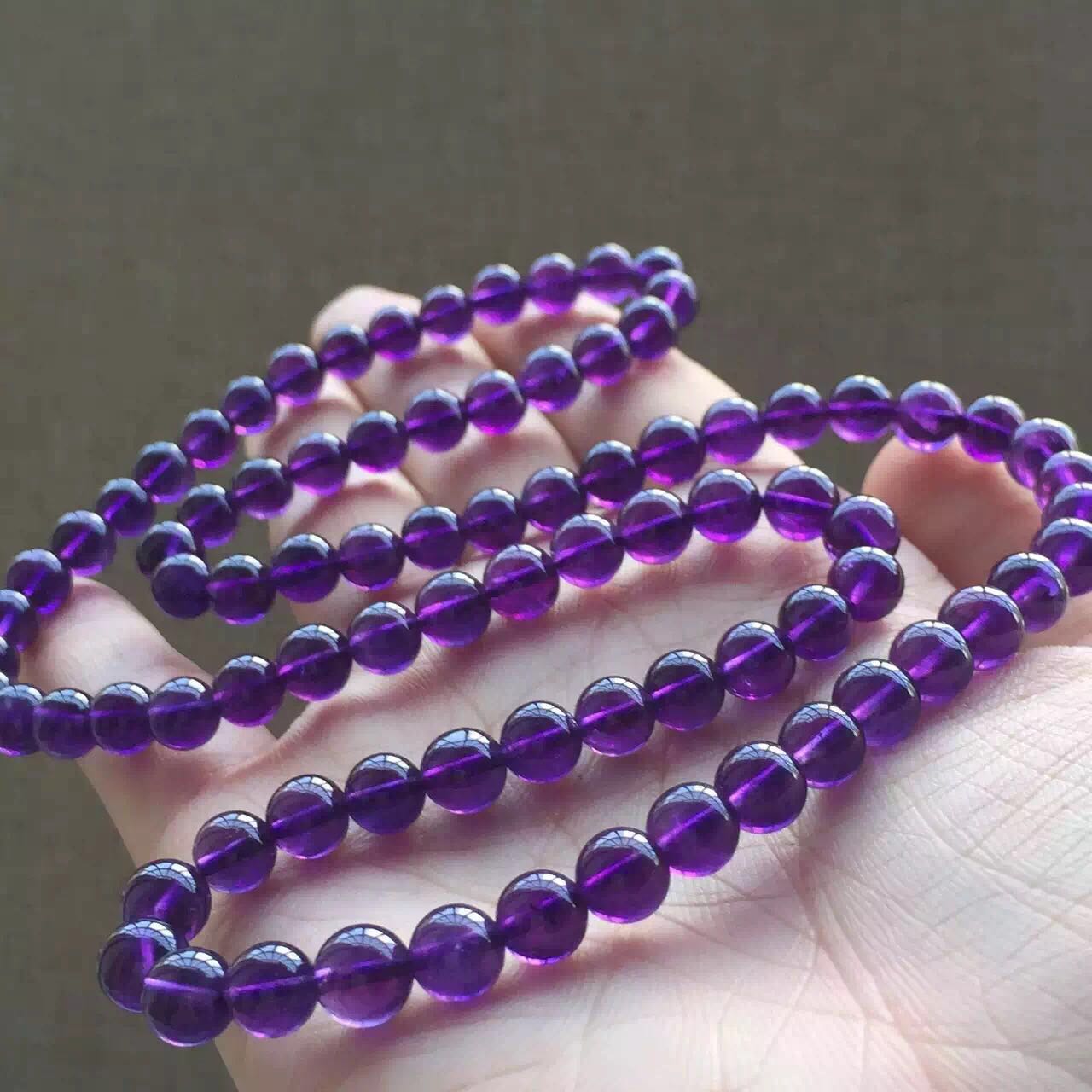 巴西紫水晶手链  6.5mm